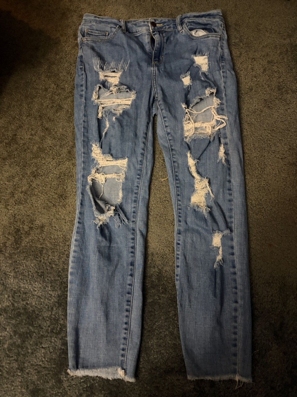 Cello Distressed Medium Blue Skinny Jeans